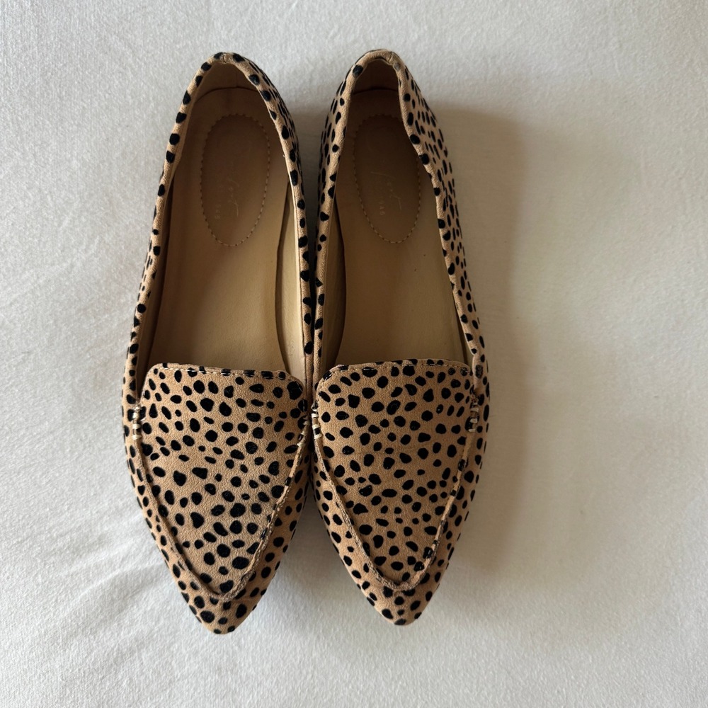 Cato Comfort Leopard Print Pointed Toe Flats Womens 7M Slip On Parisian Preppy